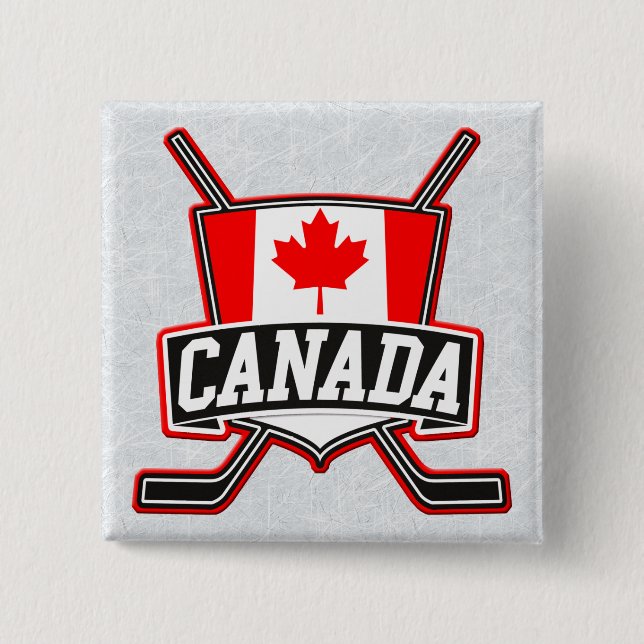 Canadian Hockey Logo Badge 2 Inch Square Button (Front)