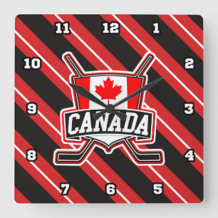 Canadian Hockey Logo Square Clock
