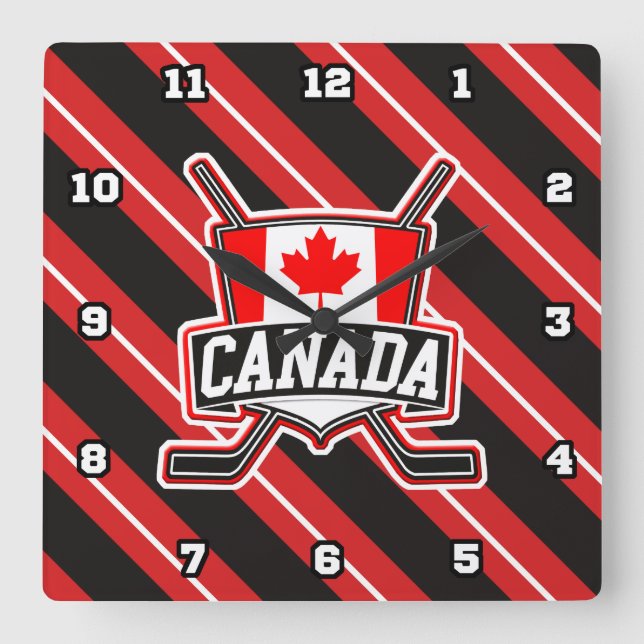 Canadian Hockey Logo Square Clock (Front)