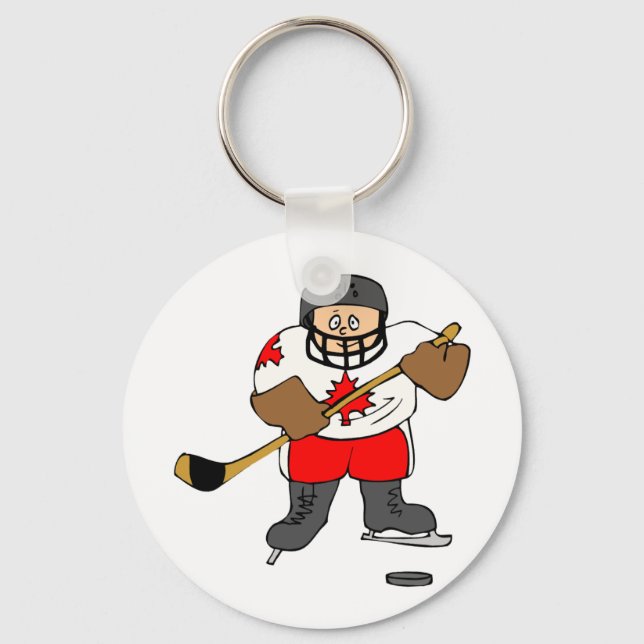 Canadian Hockey Player Keychain (Front)