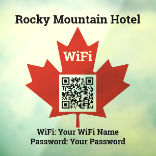 Canadian Hotel Wifi Details Plus QR Code Window Cling
