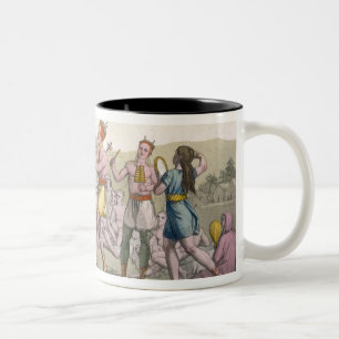 Canadian Indian dance in the evening (colour engra Two-Tone Coffee Mug