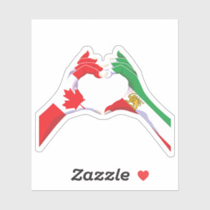 Canadian Iranian Unity Heart with Lion and Sun