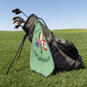 Canadian Irish American Flag Shamrock Personalized Golf Towel