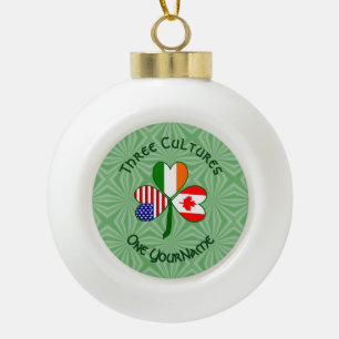 Canadian Irish American Shamrock Personalized Ceramic Ball Christmas Ornament