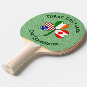 Canadian Irish American Shamrock Personalized  Ping Pong Paddle