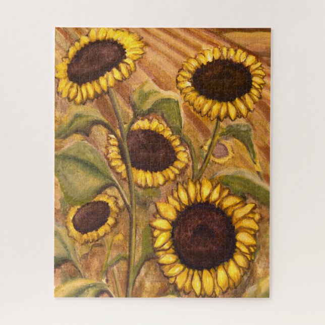 Canadian Landscape Art Puzzles Sunflower Painting (Vertical)