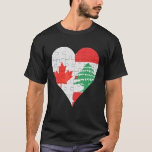 Canadian Lebanese Flag Heart T-Shirt