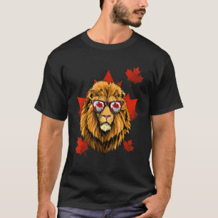 Canadian Lion Maple Tree Leaf Canada Flag Animal L T-Shirt