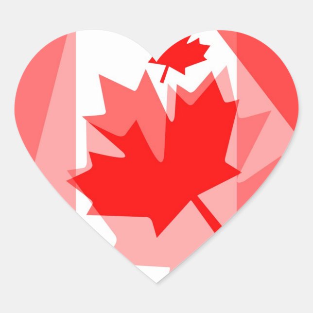 Canadian Maple Leaf all over Style CANADA Heart Sticker (Front)