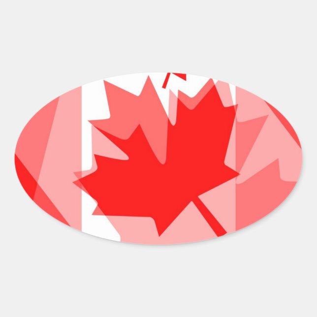 Canadian Maple Leaf all over Style CANADA Oval Sticker (Front)