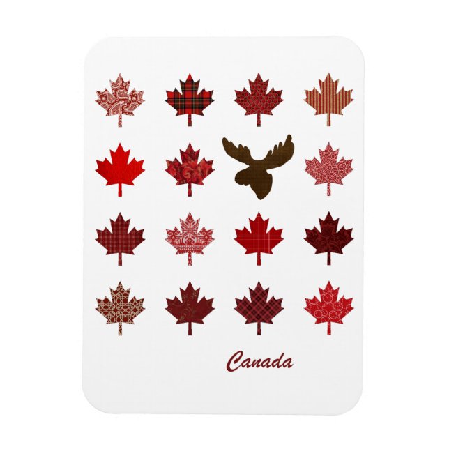 Canadian Maple Leaf and Moose Magnet (Vertical)