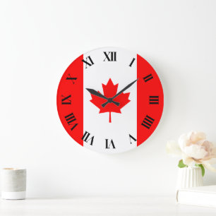 Canadian Maple Leaf Canada Roman Numerals Large Clock