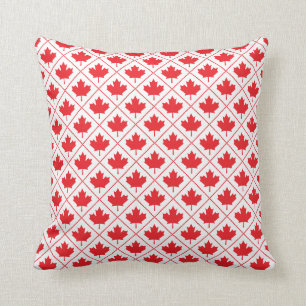 Canadian Maple Leaf Design in Red and White Throw Pillow