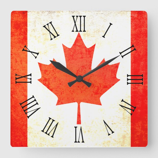 Canadian maple leaf flag roman numeral wall clock (Front)