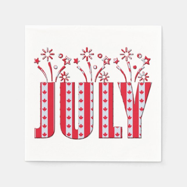 Canadian Maple Leaf July Happy Canada Day Napkin (Front)