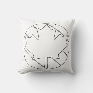 Canadian Maple Leaf line drawing illustration Throw Pillow