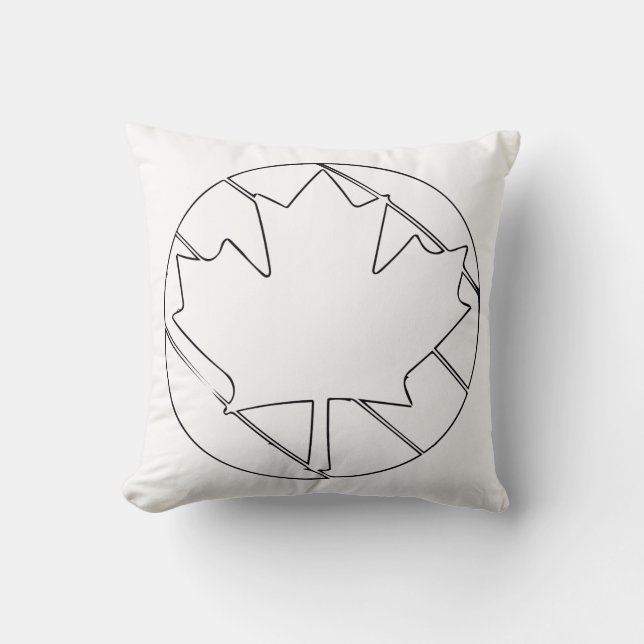Canadian Maple Leaf line drawing illustration Throw Pillow (Front)