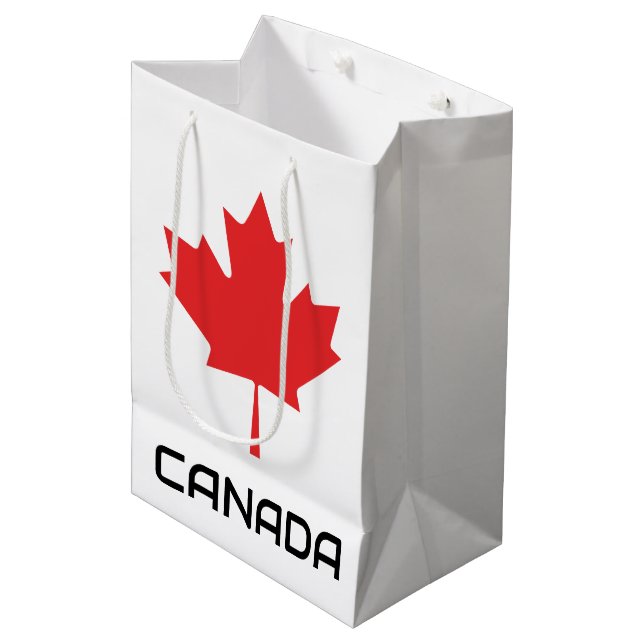 Canadian Maple Leaf – Medium Canada-Themed Party Medium Gift Bag (Front Angled)