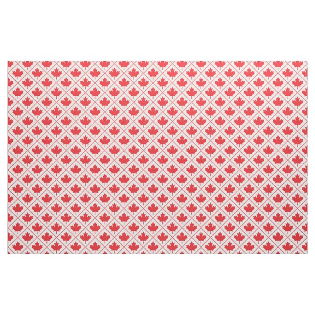 Canadian Maple Leaf Red and White Diamond Pattern Fabric (Yard)