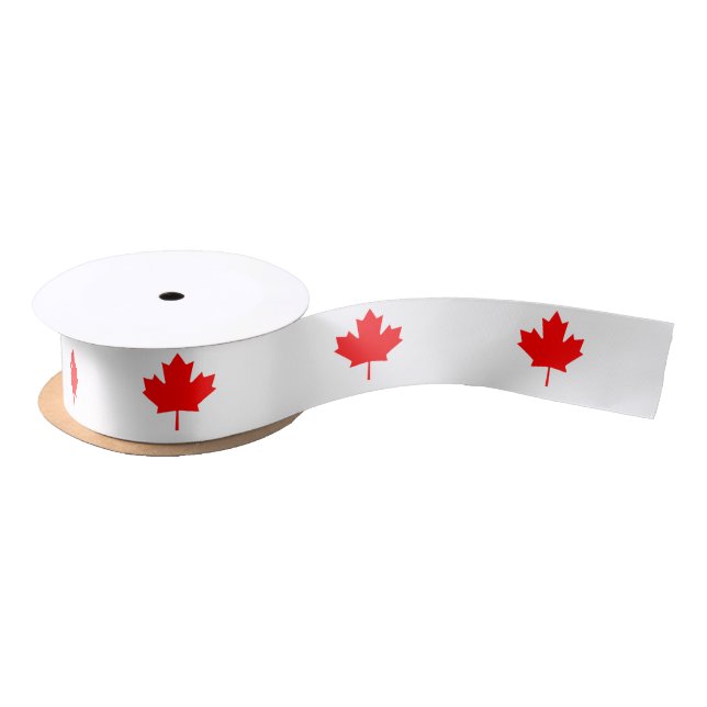 Canadian Maple Leaf Ribbon, Canada Satin Ribbon (Spool)