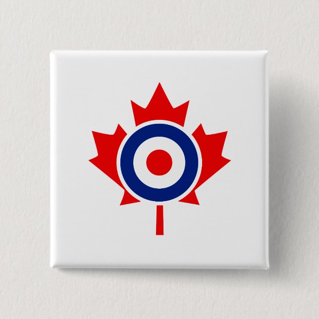 Canadian Maple Leaf Roundel Graphic 2 Inch Square Button (Front)