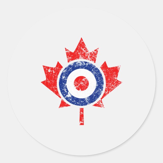 Canadian Maple Leaf Roundel Grunge Mod CANADA Classic Round Sticker (Front)
