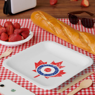 Canadian Maple Leaf Roundel Grunge Mod CANADA Paper Plate