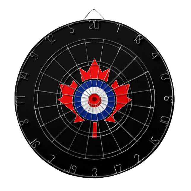 Canadian Maple Leaf Roundel Mod on black Dartboard (Front)