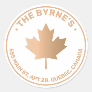 Canadian Maple Leaf Street Address Classic Round Sticker