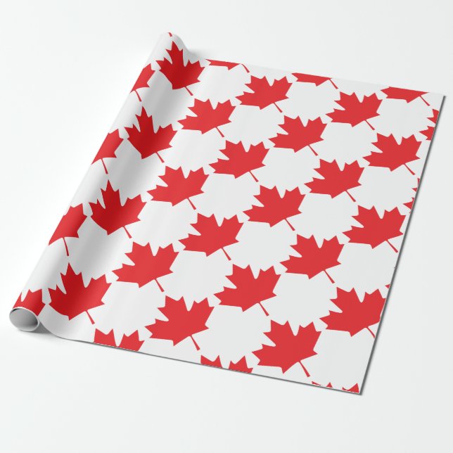 Canadian Maple Leaf Wrapping Paper (Unrolled)