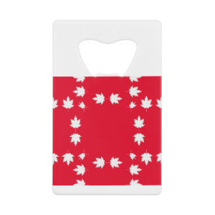 canadian maple leaves credit card bottle opener