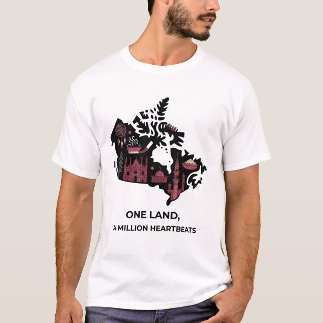 Canadian Maple Mosaic Tee: Cultural Unity Design T-Shirt (Front)