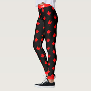 Canadian Maple on Red and Black Leggings