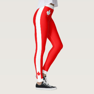 Canadian Maple on Red and White Leggings