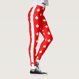 Canadian Maple on Red and White Leggings