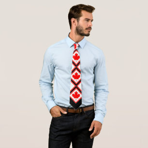 Canadian Maple on Red Black White Tie