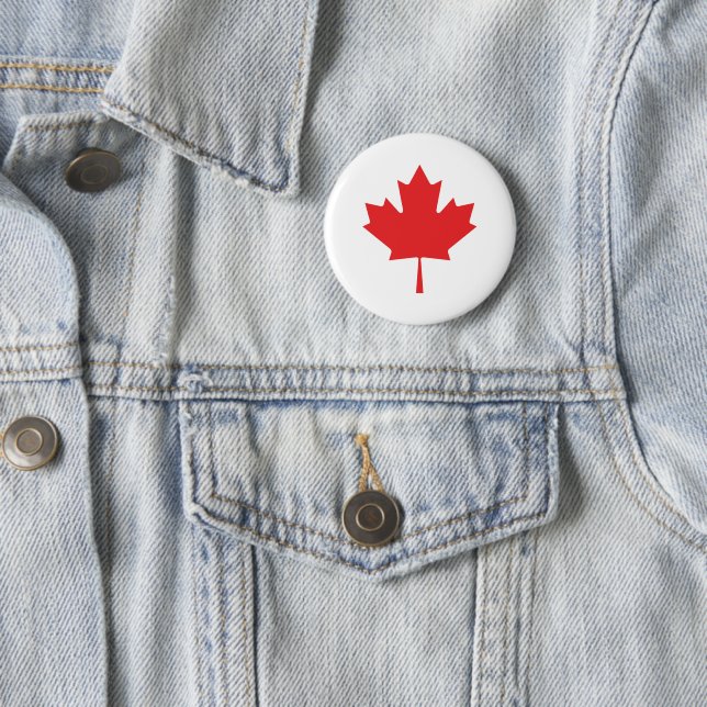 canadian maple red leaf 2 inch round button (In Situ)