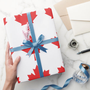 canadian maple red leaf wrapping paper