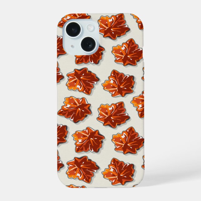 Canadian Maple Syrup Candy Pattern iPhone 15 Case (Back)