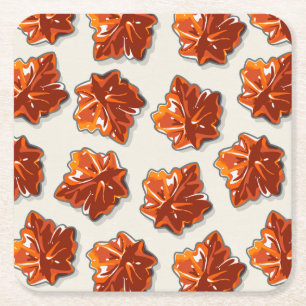 Canadian Maple Syrup Candy Pattern Square Paper Coaster