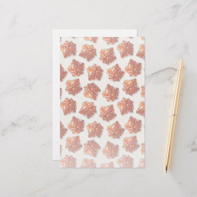 Canadian Maple Syrup Candy Pattern Stationery (Front/Back In Situ)