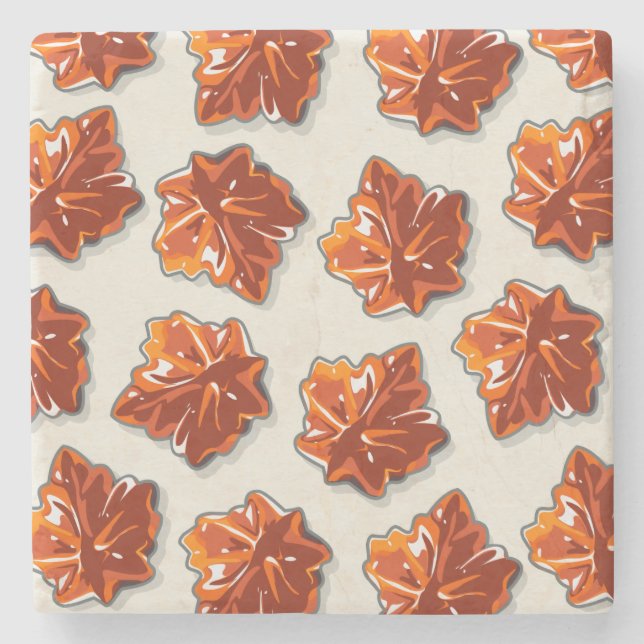 Canadian Maple Syrup Candy Pattern Stone Coaster (Front)
