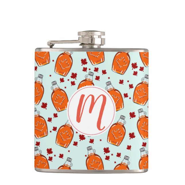 Canadian Maple Syrup Pattern Hip Flask (Front)