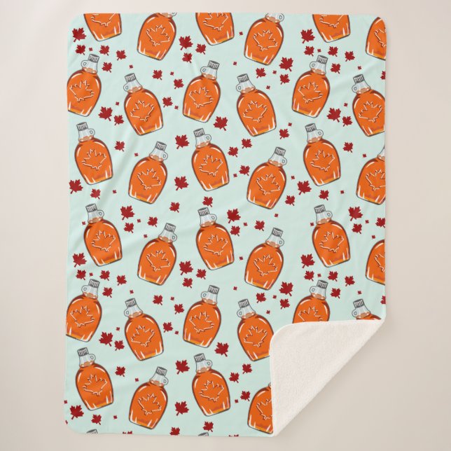 Canadian Maple Syrup Pattern Sherpa Blanket (Front)