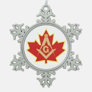 CANADIAN MASONS SNOWFLAKE PEWTER CHRISTMAS ORNAMENT