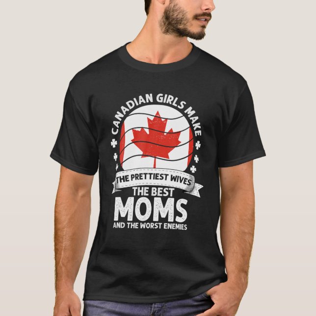 Canadian Mom Canada Mothers Day Mama Canadian Amer T-Shirt (Front)