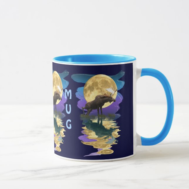 Canadian Moose & Moon Souvenir Wildlife Art Mug (Right)