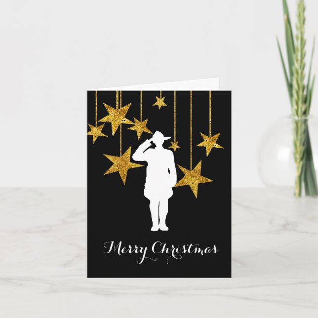 Canadian Mountie And Stars Christmas Card (Front)