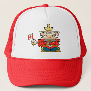 Canadian Mountie with a flag of Canada, eh. CAP